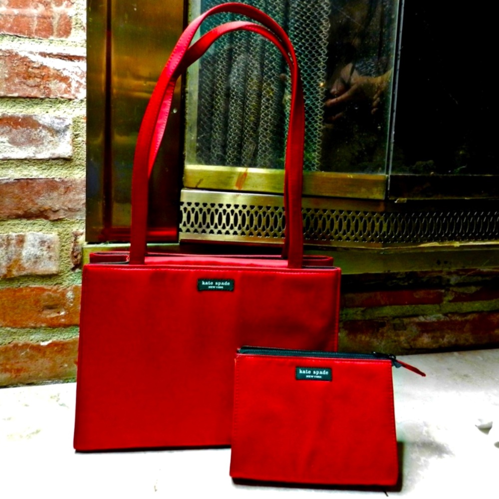 Kate Spade Sam Box Silk Tote and Coin Purse set